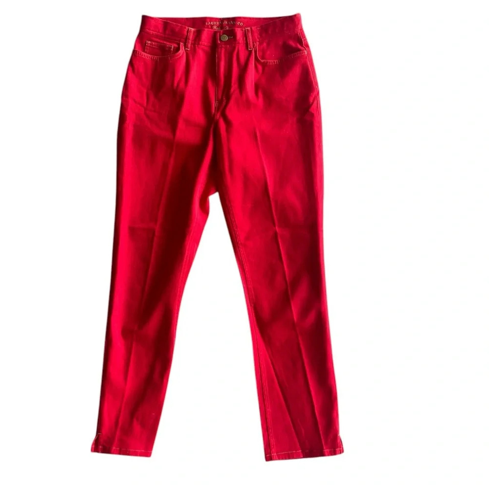 Lauren Ralph Lauren Cowgirl Red Denim Straight Cropped Leg Jeans Size 4